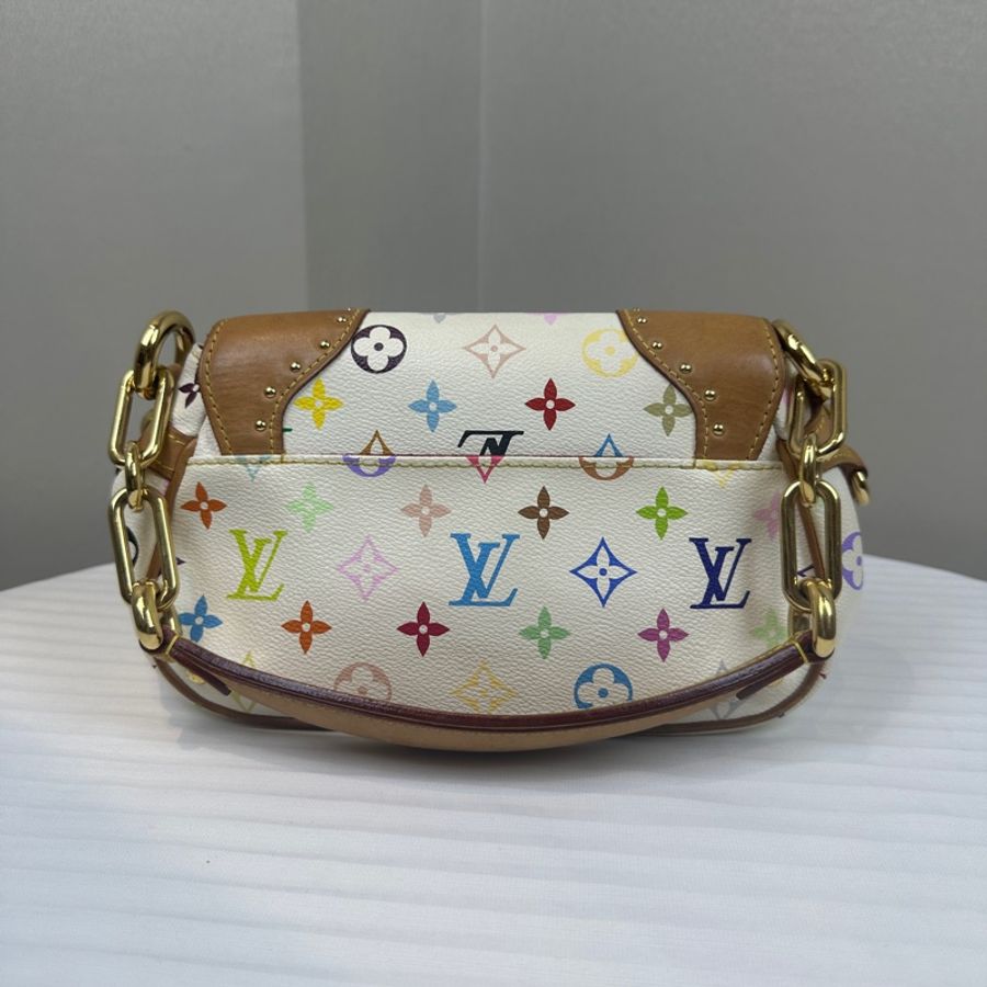 路易威登/Louis Vuitton 絕版Vintage Marilyn夢露白三彩中古單肩包 27x11x15cm-1