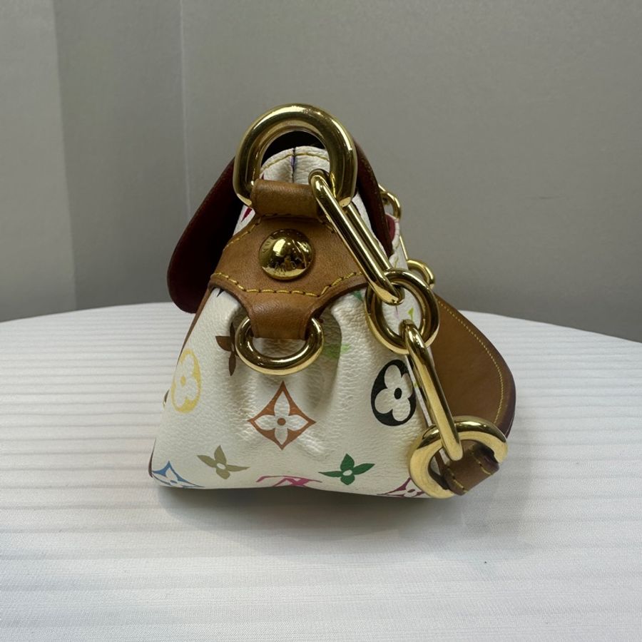路易威登/Louis Vuitton 絕版Vintage Marilyn夢露白三彩中古單肩包 27x11x15cm-2
