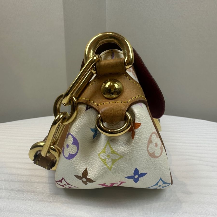 路易威登/Louis Vuitton 絕版Vintage Marilyn夢露白三彩中古單肩包 27x11x15cm-3