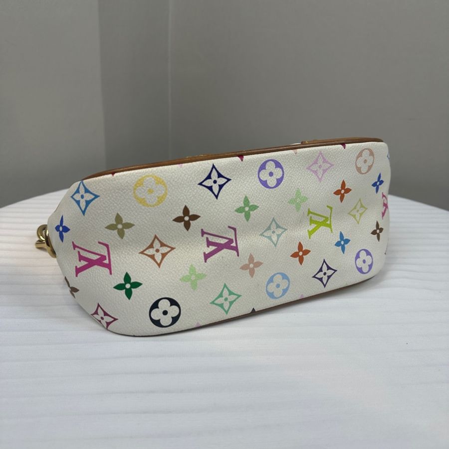 路易威登/Louis Vuitton 絕版Vintage Marilyn夢露白三彩中古單肩包 27x11x15cm-5