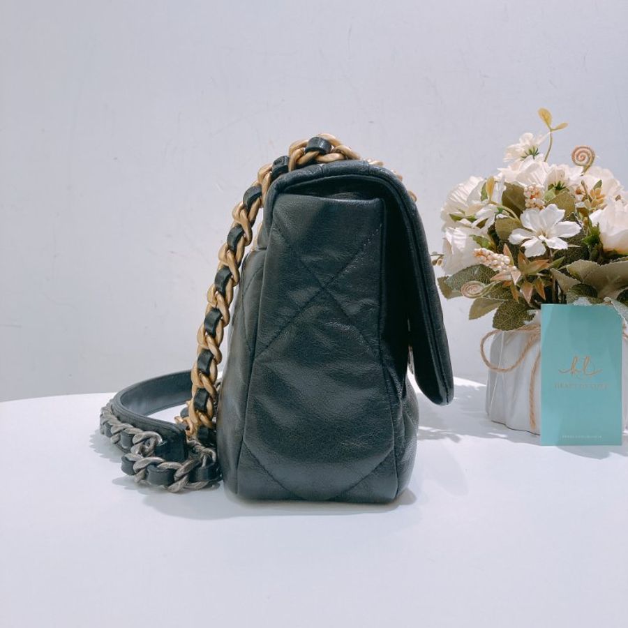 TW4694 Chanel 香奈兒 手提 翻蓋 斜背袋 19 Handbag Small Bag Black-2