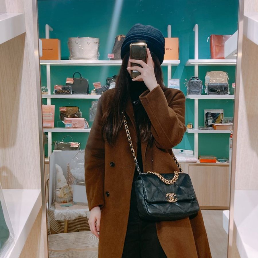 TW4694 Chanel 香奈兒 手提 翻蓋 斜背袋 19 Handbag Small Bag Black-15
