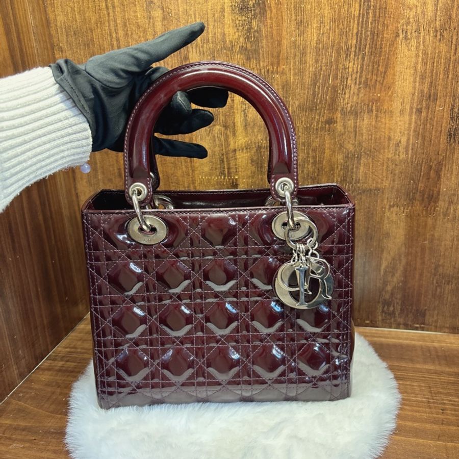 Dior Lady Dior 手提包 酒紅色-0