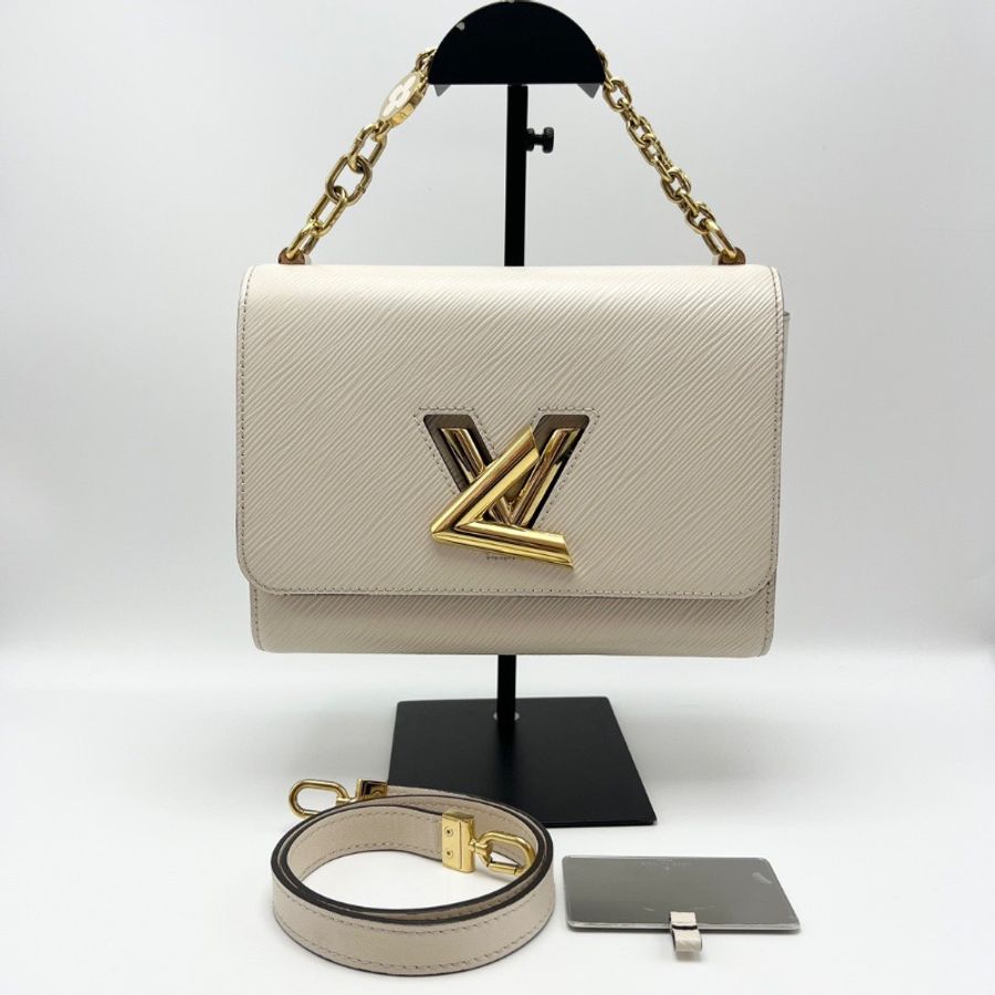 LV 白金twist中號水波紋 琺瑯鏈條肩背斜背芯片款23*17*9.5 98新配件鏡子塵袋-1