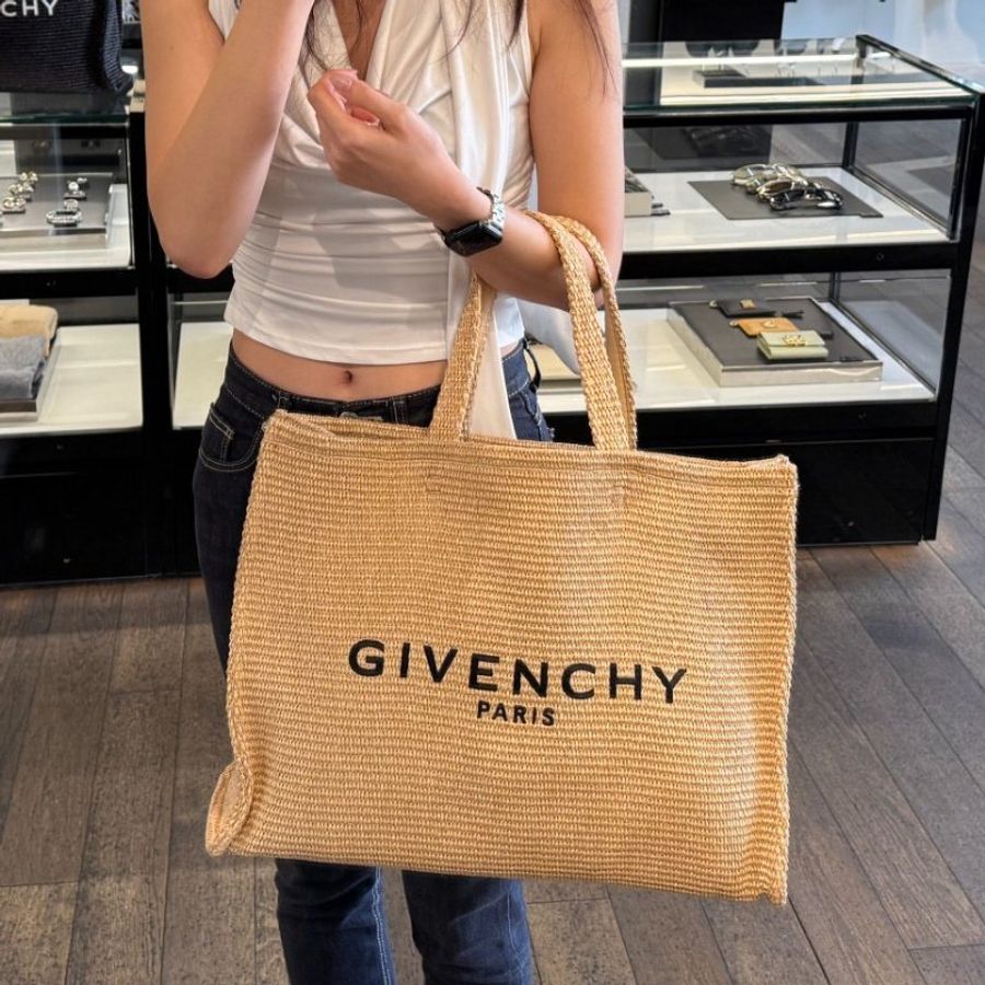 🎊新年特賣🧧Givenchy 中款 G-Tote 拉菲草風格托特包 米色-3