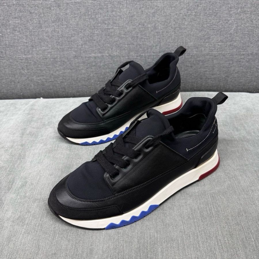 98新 Hermes/愛馬仕 黑色拼皮紅藍底運動鞋 40碼-7