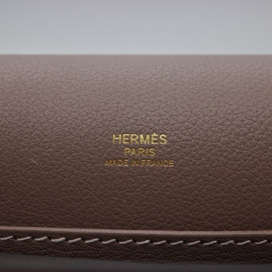 Hermès愛馬仕Roulis 23 大象灰 牛皮 金扣 斜背 豬鼻子包-11