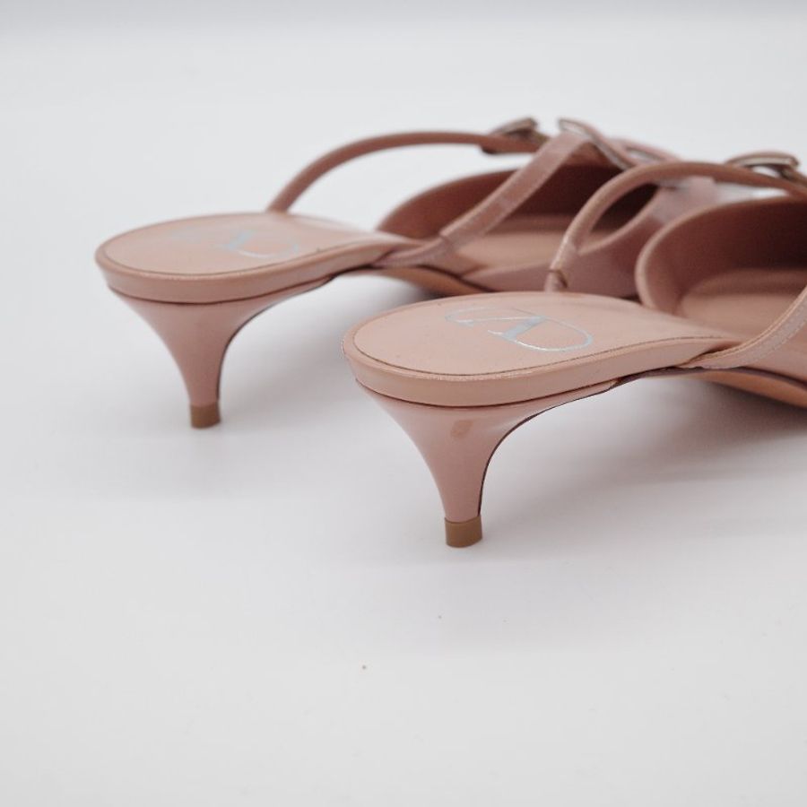 Valentino 華倫天奴 VLogo Signature 裸粉色漆皮 4 公分 穆勒鞋-7
