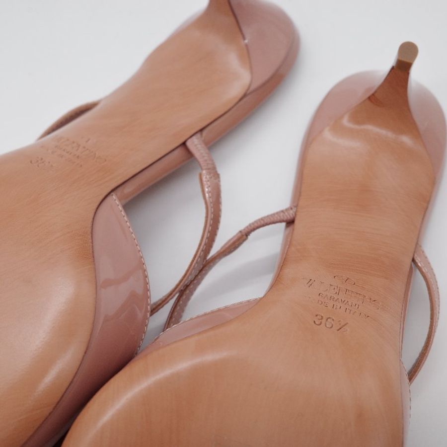 Valentino 華倫天奴 VLogo Signature 裸粉色漆皮 4 公分 穆勒鞋-8