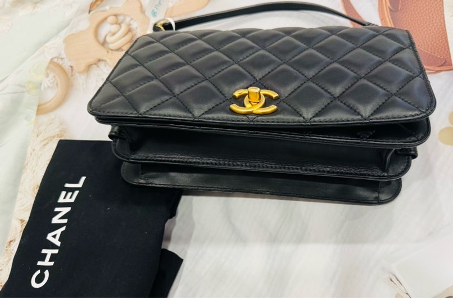「保留中」Chanel 經典黑金鏈條包-1