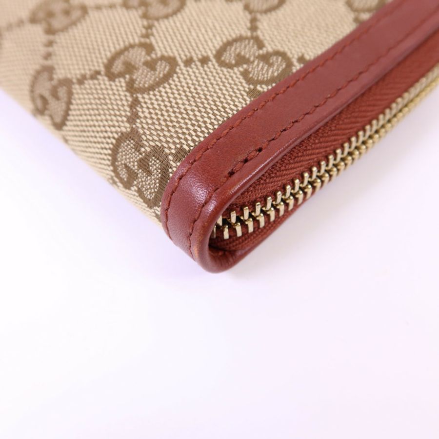 GUCCI 牛皮皮革/帆布Long Wallet金扣長錢包-10