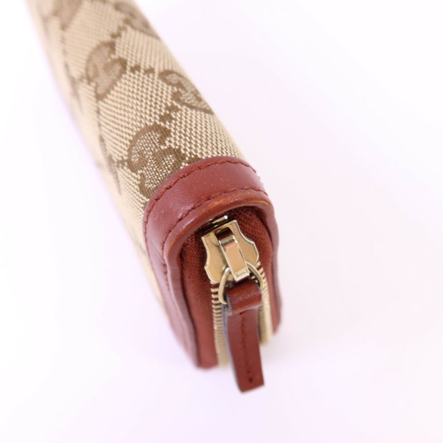 GUCCI 牛皮皮革/帆布Long Wallet金扣長錢包-13