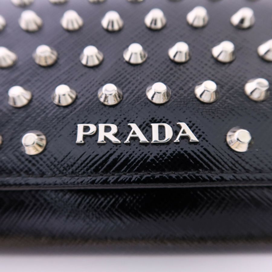 PRADA 漆皮皮革Long Wallet銀扣長錢包-5