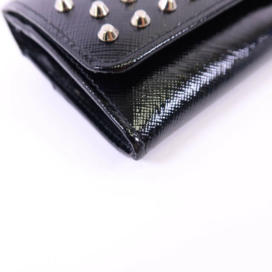 PRADA 漆皮皮革Long Wallet銀扣長錢包-12