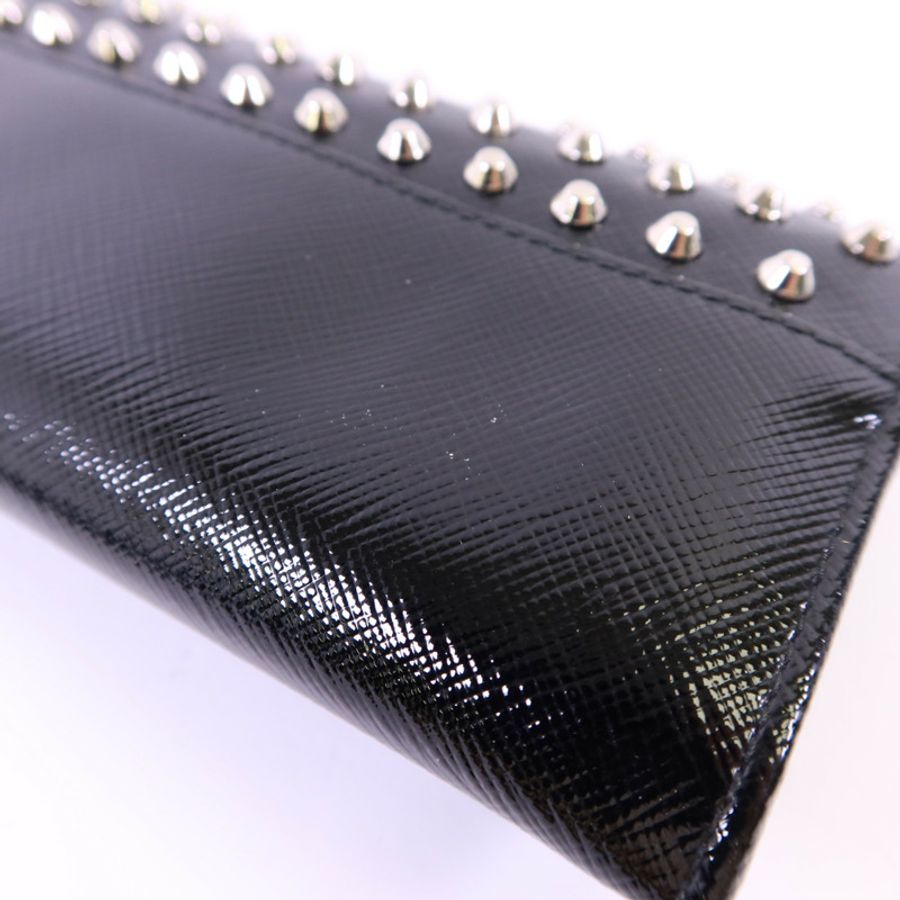 PRADA 漆皮皮革Long Wallet銀扣長錢包-15