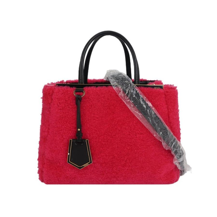 Fendi Petite 2 Jours中號牛皮拼色金屬框架單肩包-0