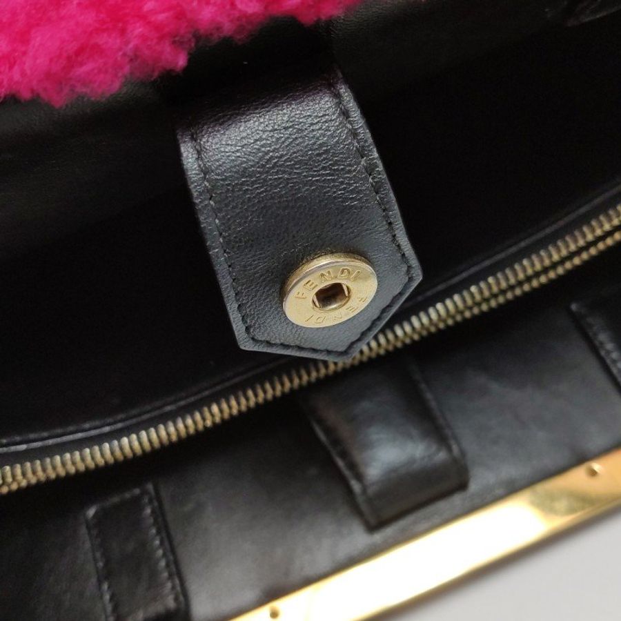 Fendi Petite 2 Jours中號牛皮拼色金屬框架單肩包-10
