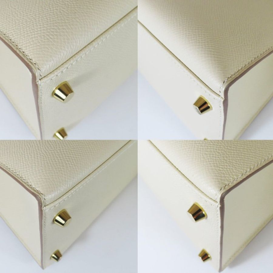 【巴黎站二手名牌專賣店】*現貨*HERMES 愛馬仕 真品*Y刻奶昔白金扣KELLY28 手提包 肩背包-4