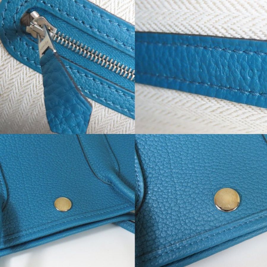 【巴黎站二手名牌專賣店】*現貨*HERMES 愛馬仕 真品*X刻 Garden Party湖水綠牛皮銀釦GP 30手提包-6