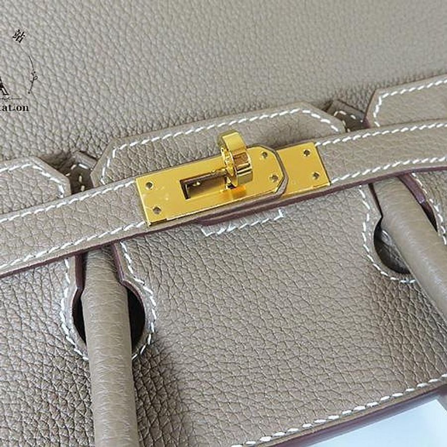 【巴黎站二手名牌專賣店】＊現貨＊HERMES 愛馬仕 真品＊Z刻大象灰色金釦BIRKIN 25柏金手提包-4