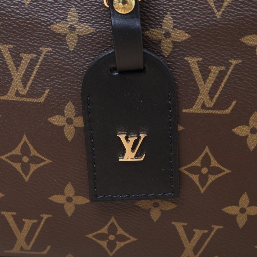 LOUIS VUITTON Odeon單肩斜挎牛角包小號24黑色PVC金扣晶片-4