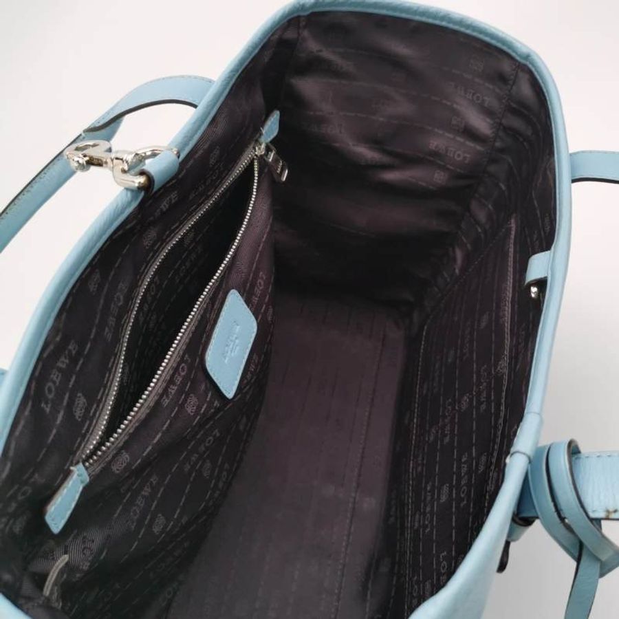 Loewe牛皮純色字母Logo托特包手提包-5