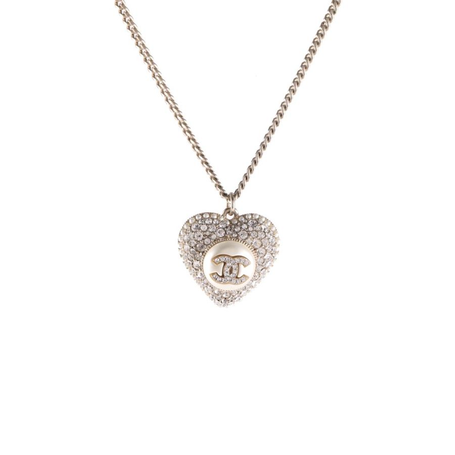 CHANEL 合金22B愛心滿鑽雙C項鏈-0