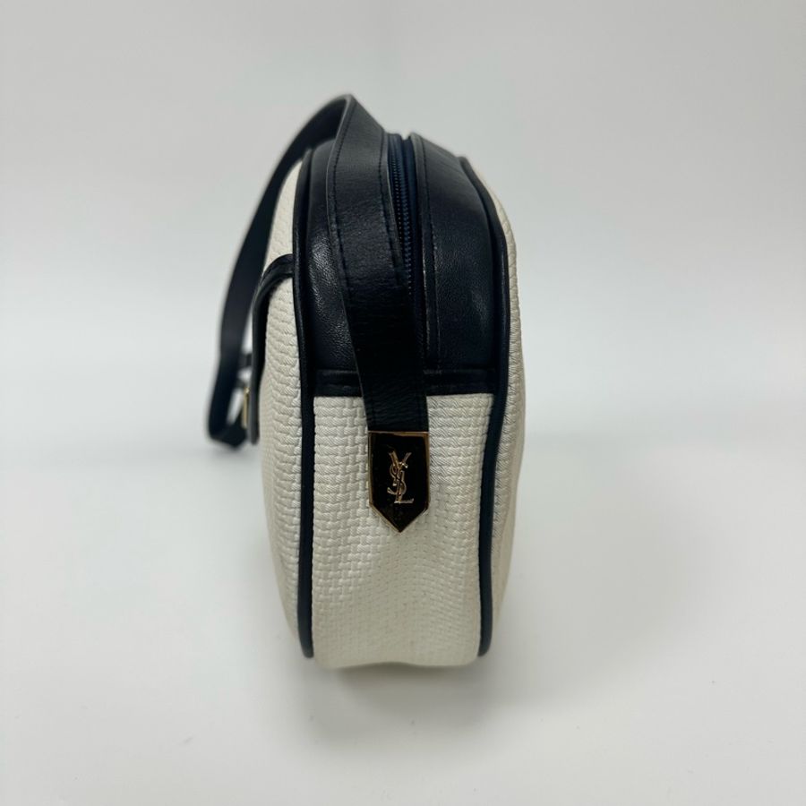 【赫蒂國際精品】 YSL 聖羅蘭 中古白色編織皮革信封斜背包包 vintage-6