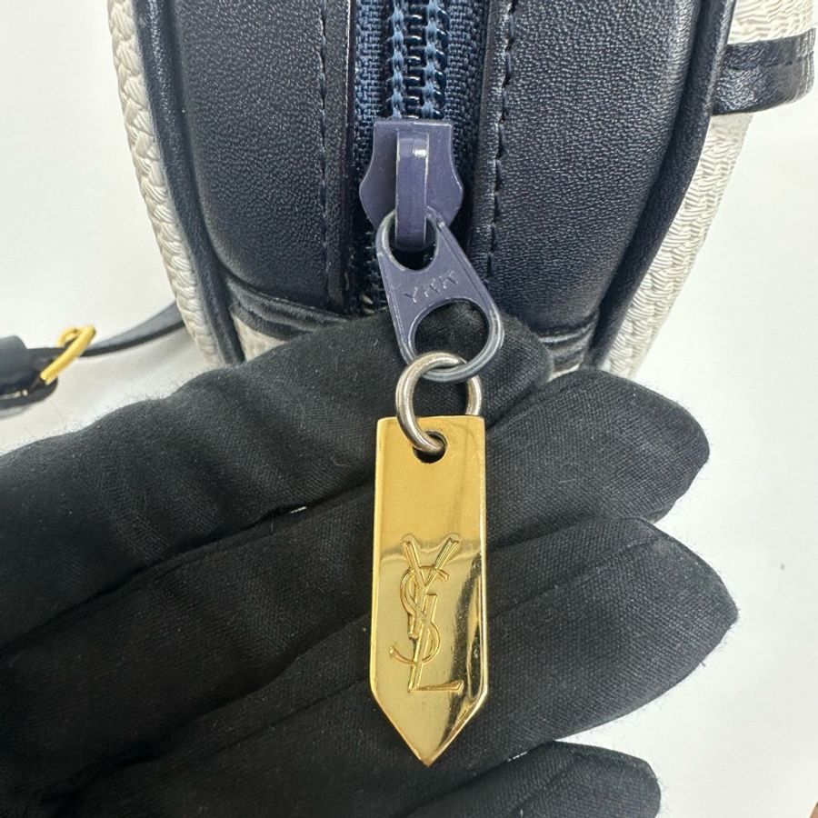 【赫蒂國際精品】 YSL 聖羅蘭 中古白色編織皮革信封斜背包包 vintage-11