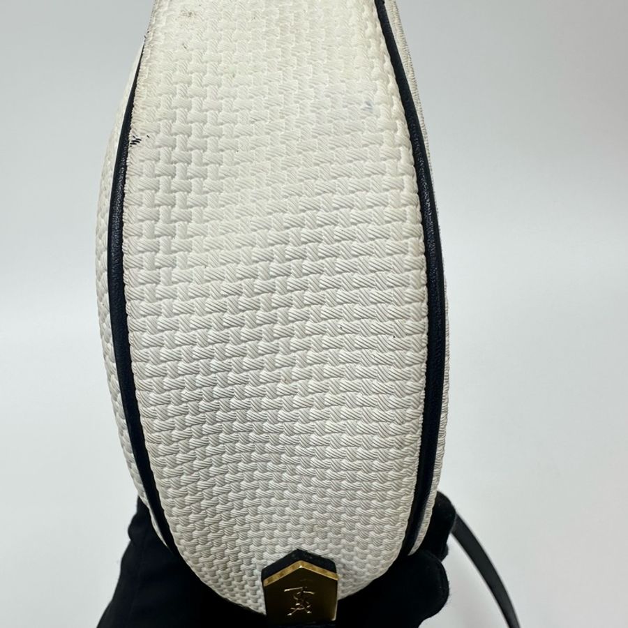 【赫蒂國際精品】 YSL 聖羅蘭 中古白色編織皮革信封斜背包包 vintage-26