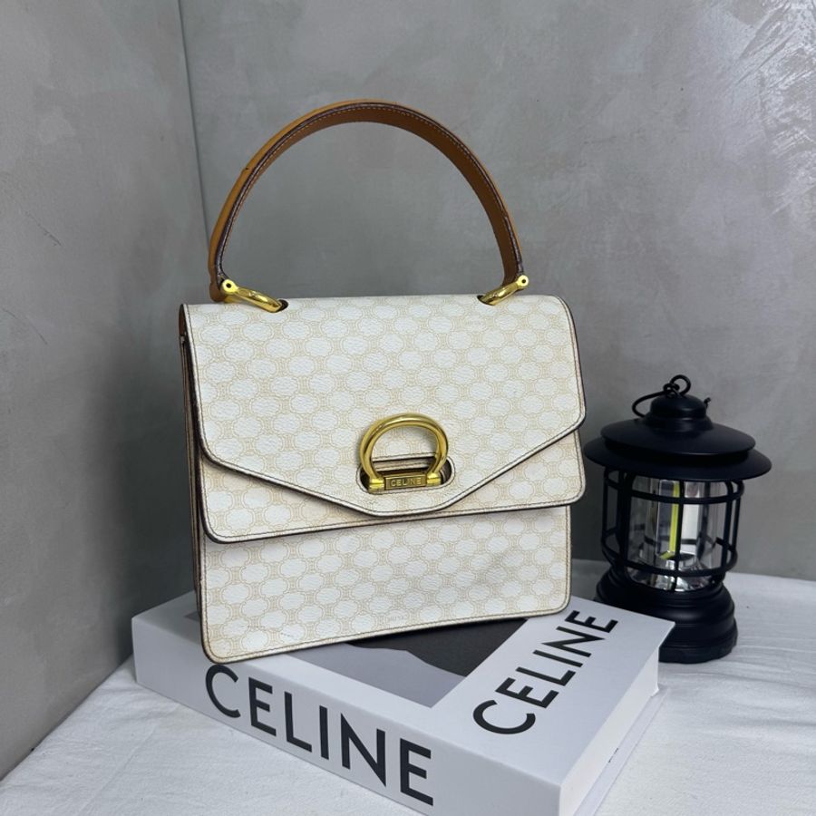 【赫蒂國際精品】 Celine 賽琳 白色老花雙子星手提包 vintage 二手 中古-0