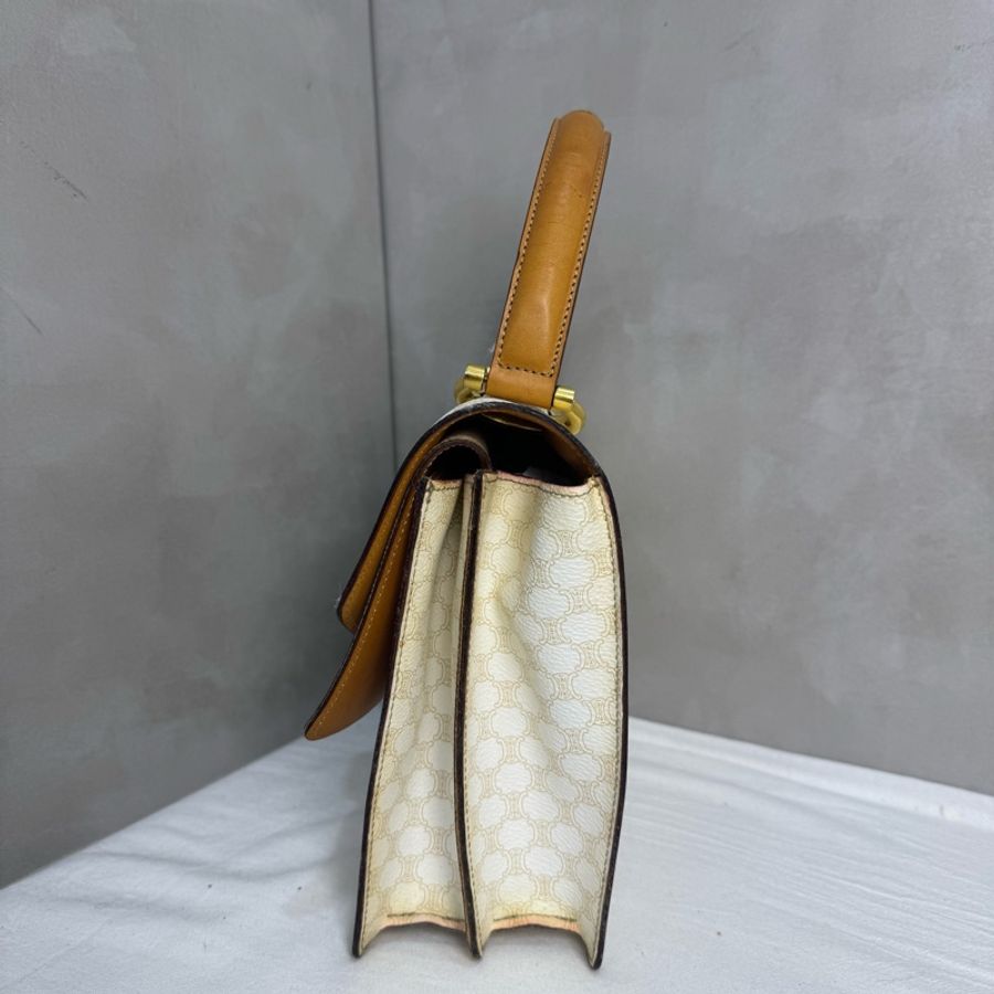 Celine 白色老花雙子星手提包 vintage 二手 中古-7