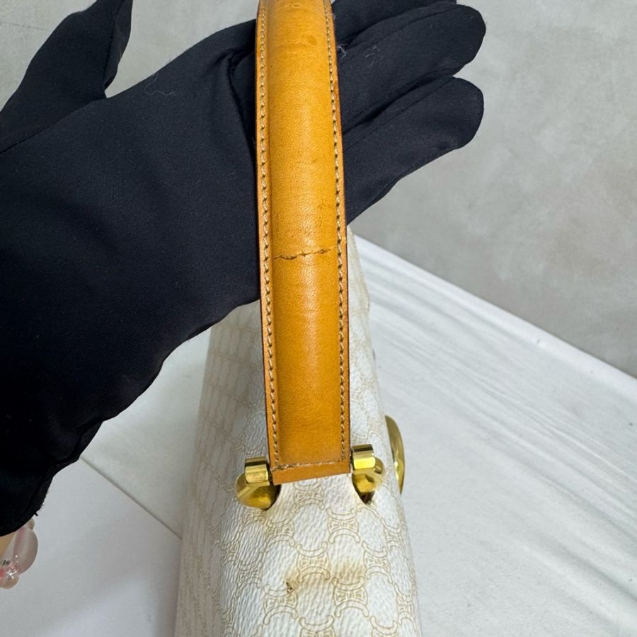 Celine 白色老花雙子星手提包 vintage 二手 中古-12
