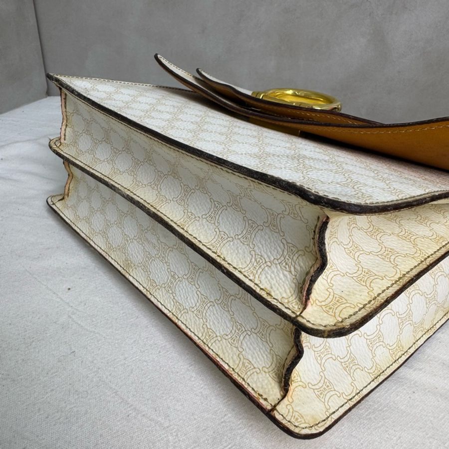 Celine 白色老花雙子星手提包 vintage 二手 中古-18