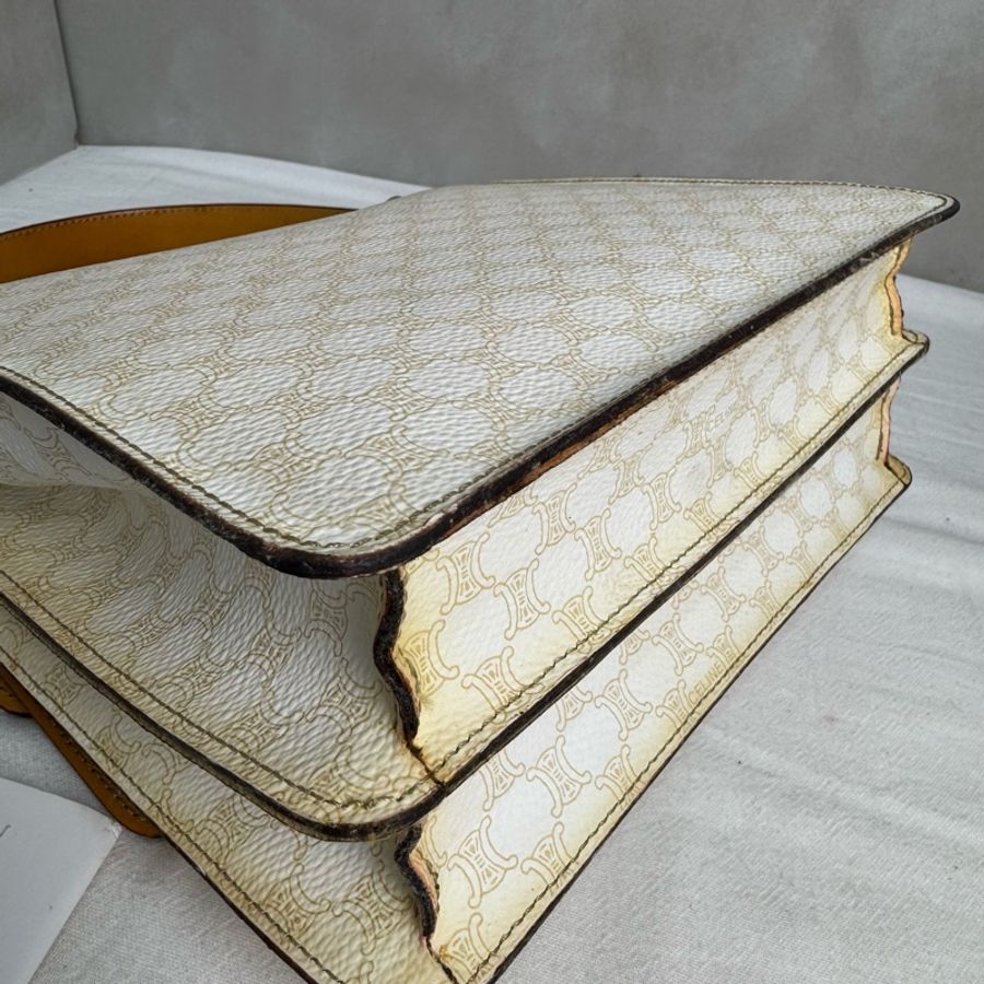 Celine 白色老花雙子星手提包 vintage 二手 中古-19