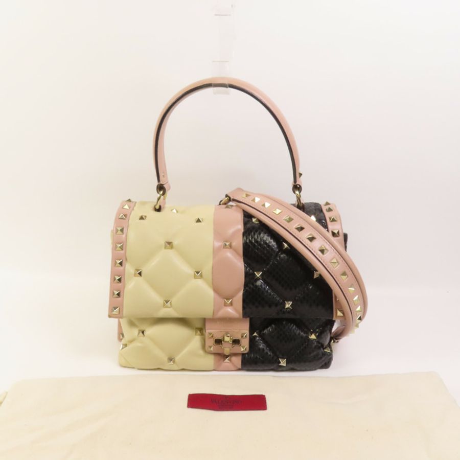 Valentino 牛皮皮革2 Way Shoulder金扣手挽肩背兩用袋-11