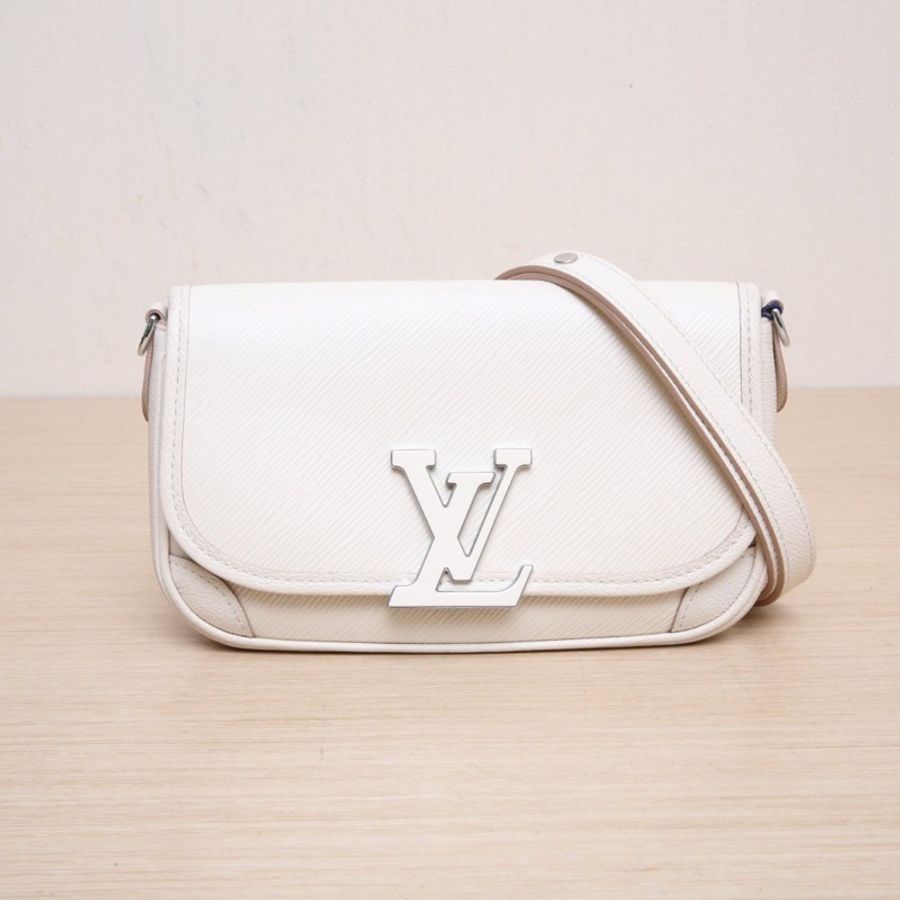 LOUIS VUITTON BUCI法棍包米白色牛皮晶片開銀扣EPI水波紋牛皮肩背包-0