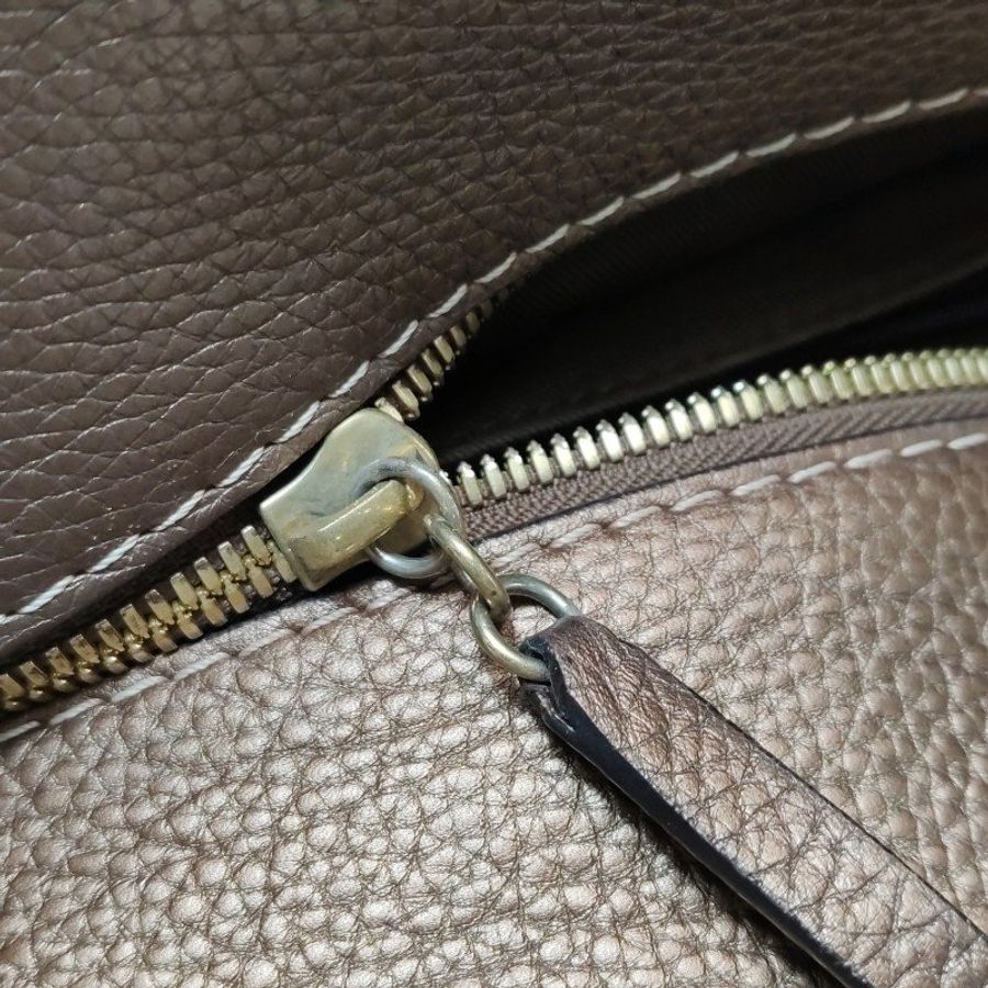 Loewe牛皮帆布皮標字母logo金屬裝飾單肩包-9