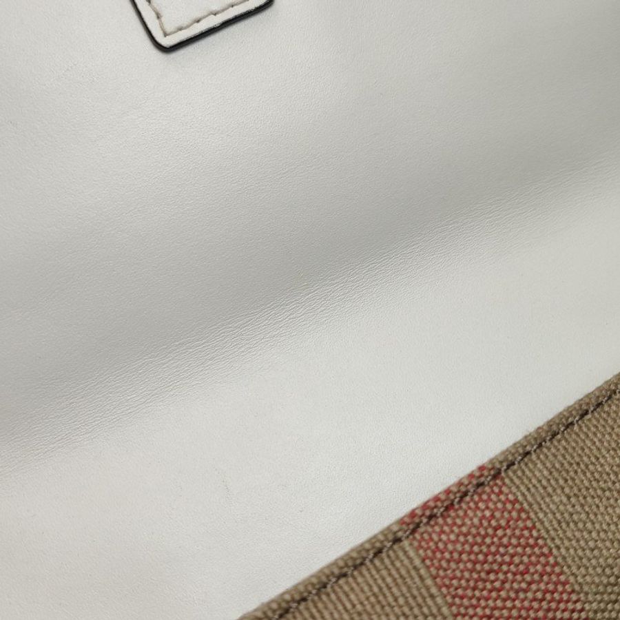 Burberry牛皮帆布拼色壓紋字母Logo斜挎包單肩包-8