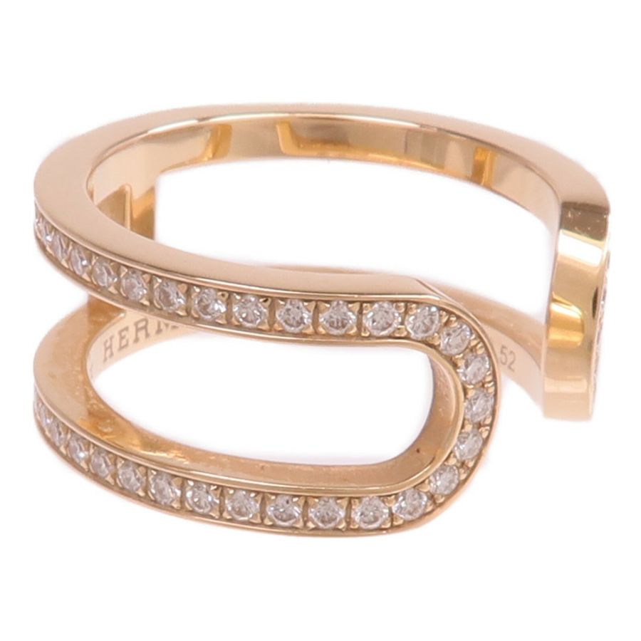 HERMES 18K玫瑰金Ever Chaine d'ancre Ring鑽石戒指Hermes#52/US#6-3
