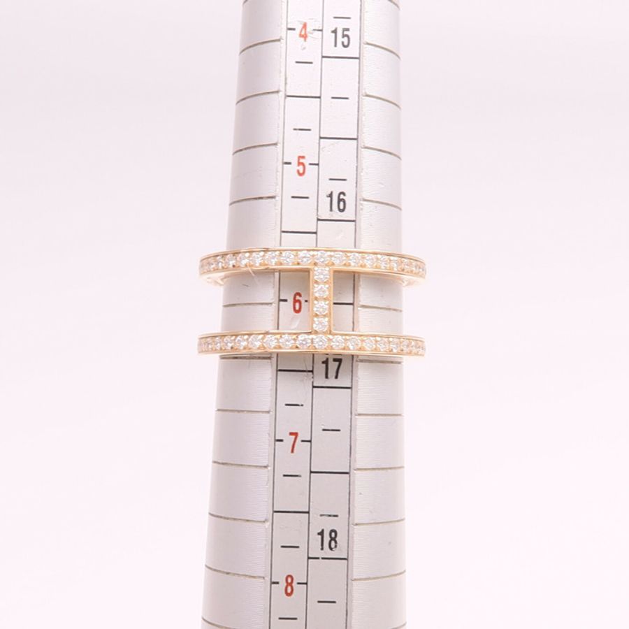 HERMES 18K玫瑰金Ever Chaine d'ancre Ring鑽石戒指Hermes#52/US#6-6