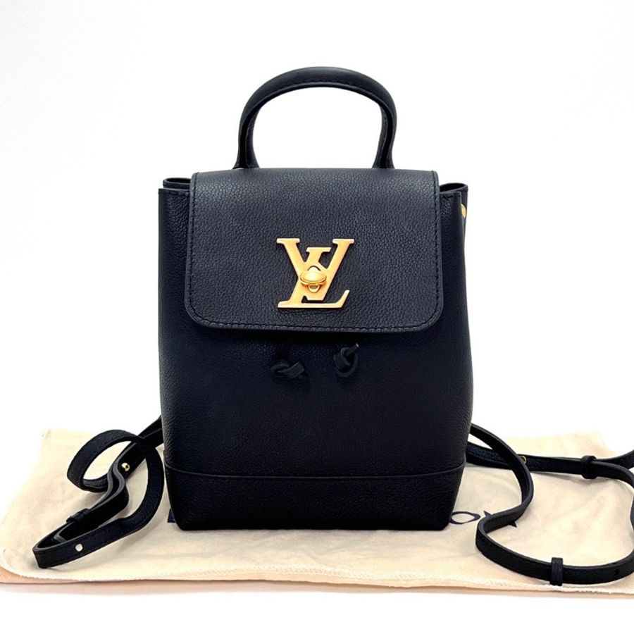 LV lockme mini黑金全皮 小書包後背包15*19*10 98新配件塵袋-1