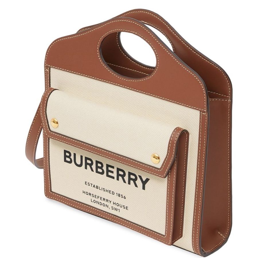 Burberry 女士 迷你雙色拼接口袋包 常規、23cm*6cm*26.5cm-0