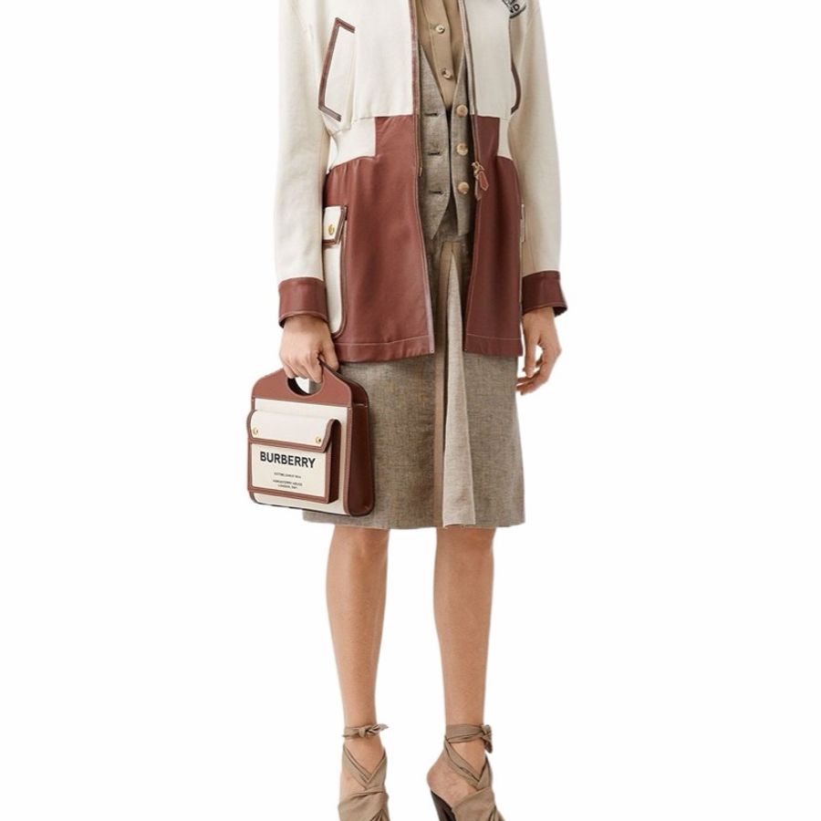 Burberry 女士 迷你雙色拼接口袋包 常規、23cm*6cm*26.5cm-1