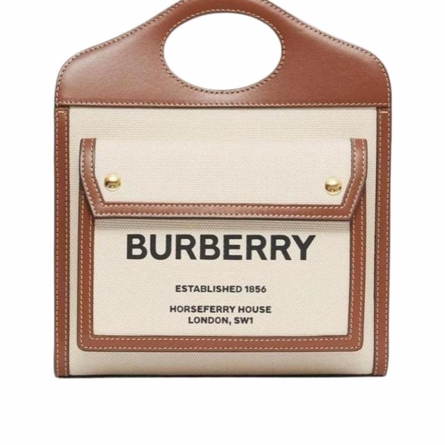 Burberry 女士 迷你雙色拼接口袋包 常規、23cm*6cm*26.5cm-2
