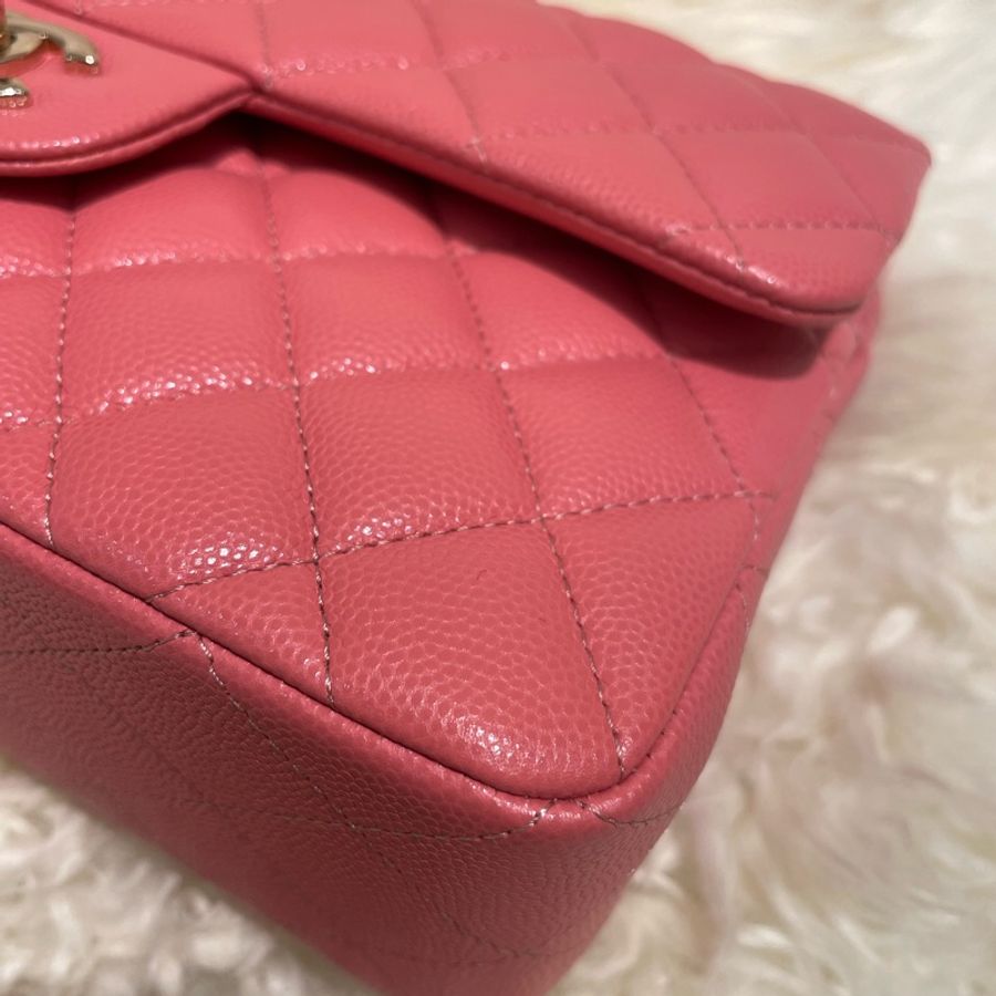 Chanel 23 Classic Flap 珊瑚粉牛皮淺金扣-3