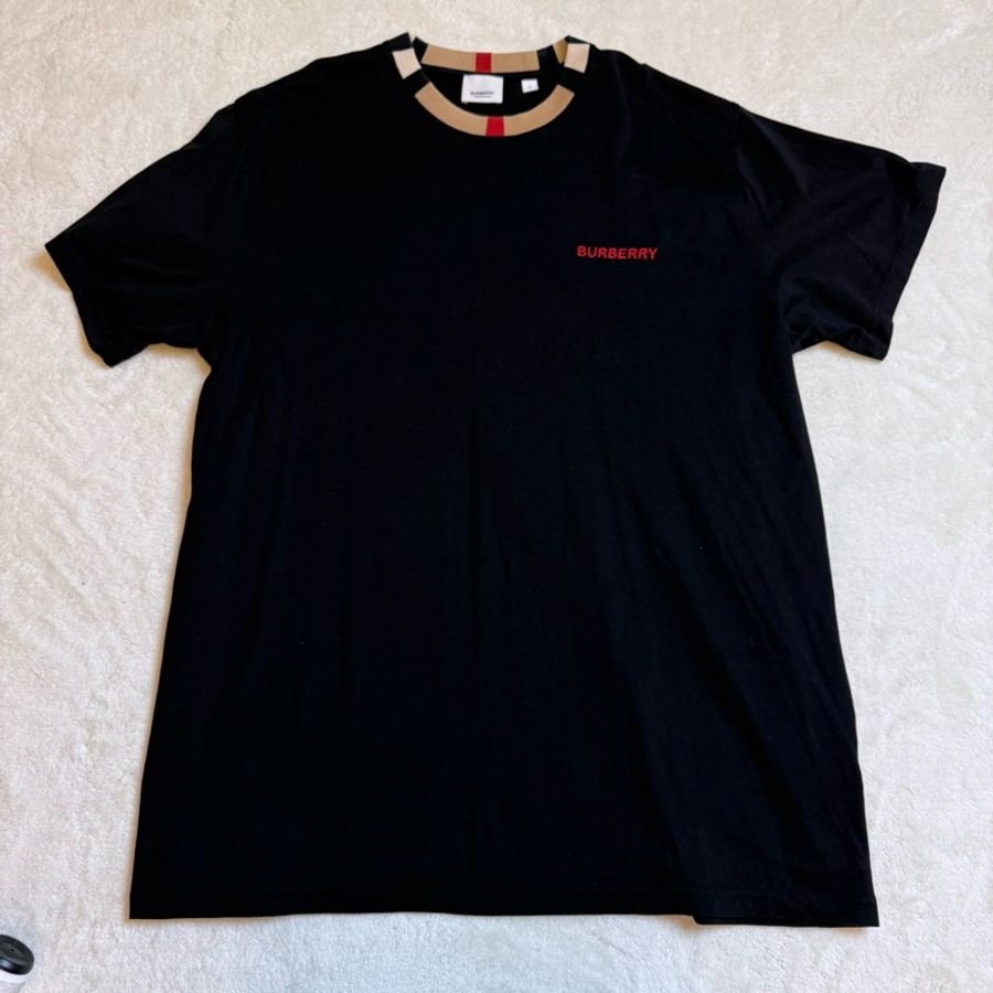 Burberry 巴寶莉 男款黑色T-shirt/男女同款/迪麗熱巴同款/L號/98新美品-0