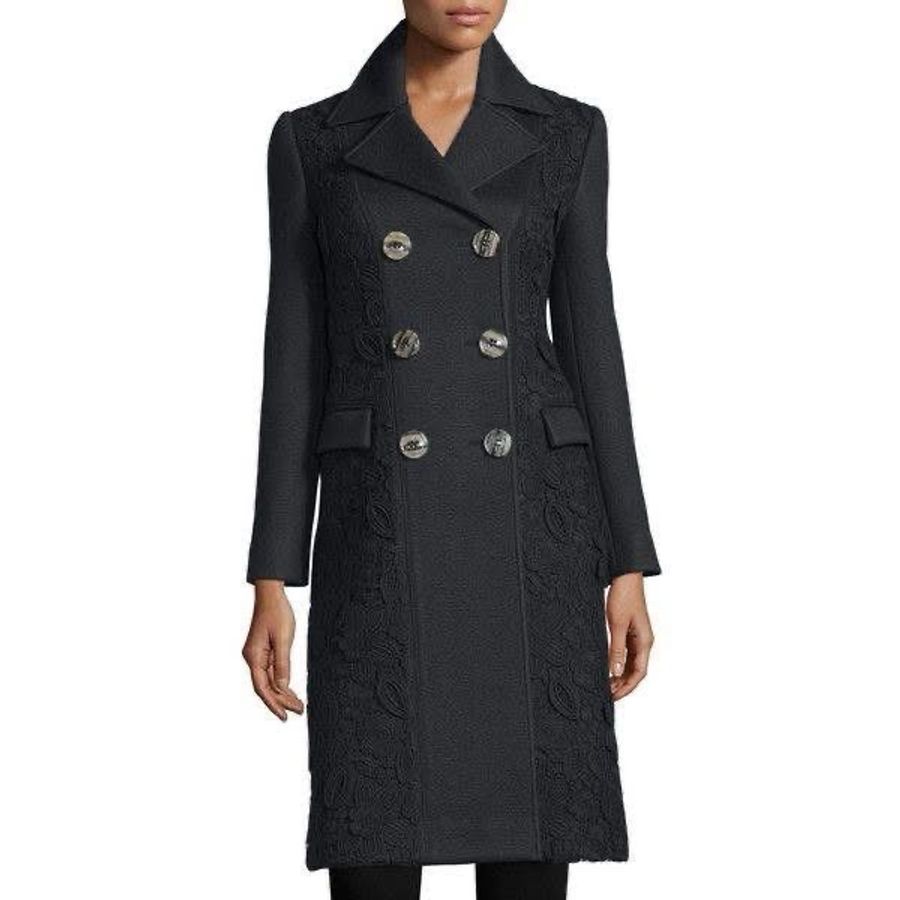 BURBERRY PRORSUM英國黑色蕾絲羊絨大衣38-2