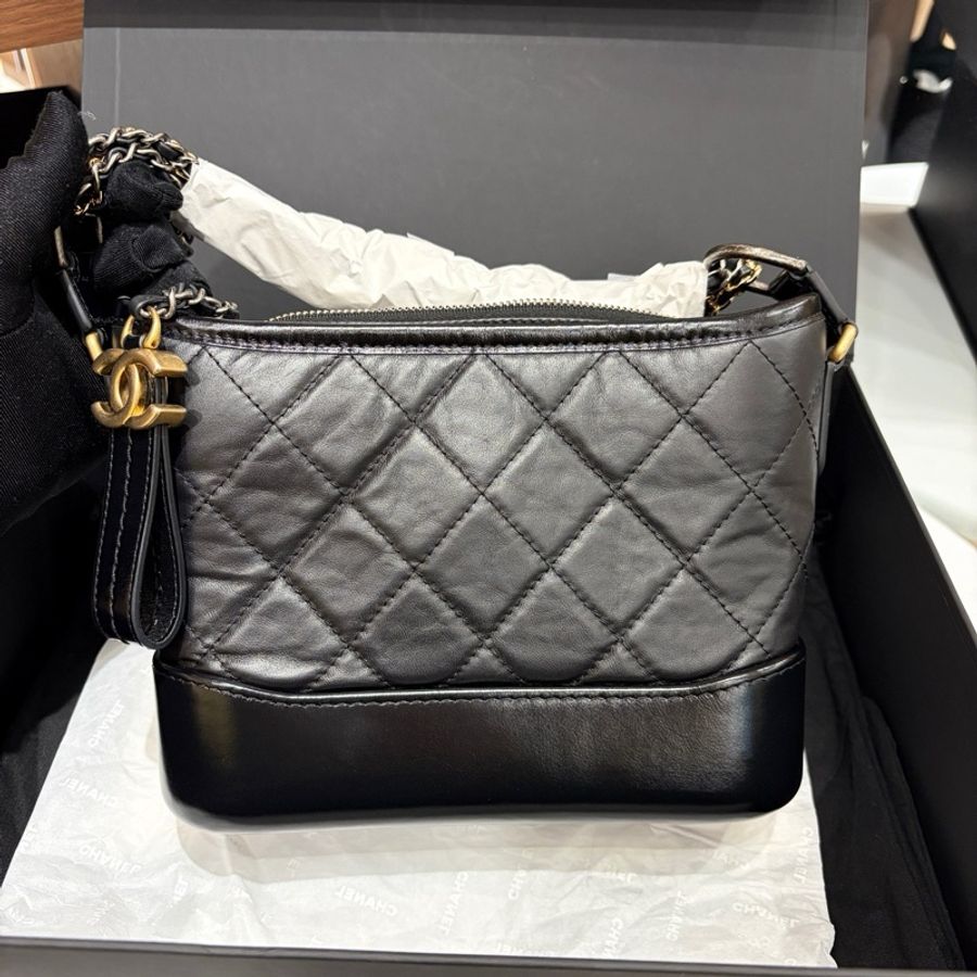 全新 Chanel香奈兒黑金小號流浪包芯片款-10