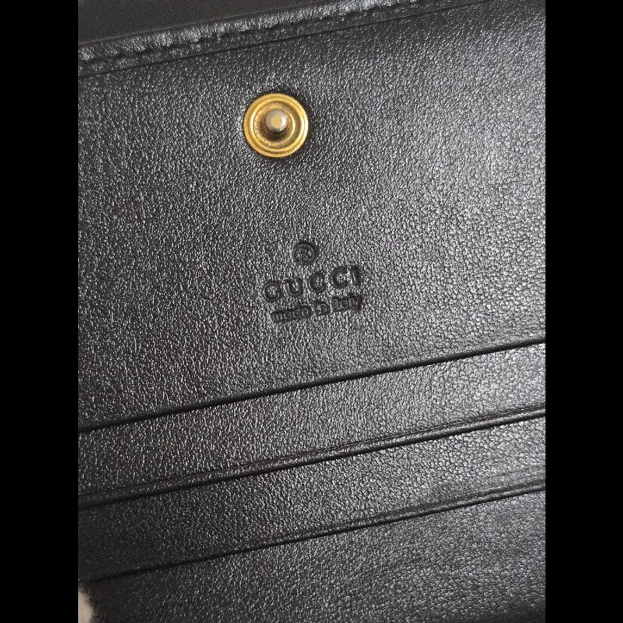 Gucci 古馳 GG Marmont 黑金絎縫皮革對折短夾/卡夾包 🈶原廠盒-7